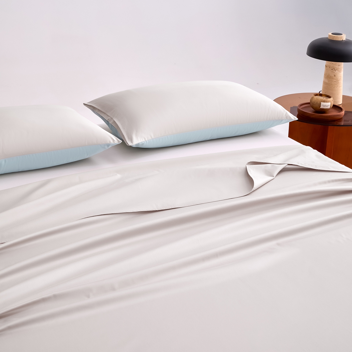 91家纺网 家纺一手货源 找家纺 合欢（原天一阁） 2026新款50s双股长绒棉全棉纯棉床单三件套 银竹灰