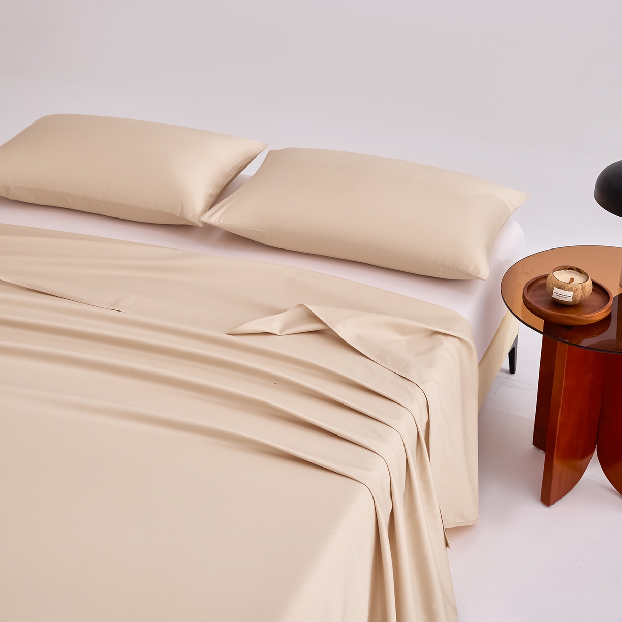 91家纺网 家纺一手货源 找家纺 合欢（原天一阁） 2026新款50s双股长绒棉全棉纯棉床单三件套 香槟金