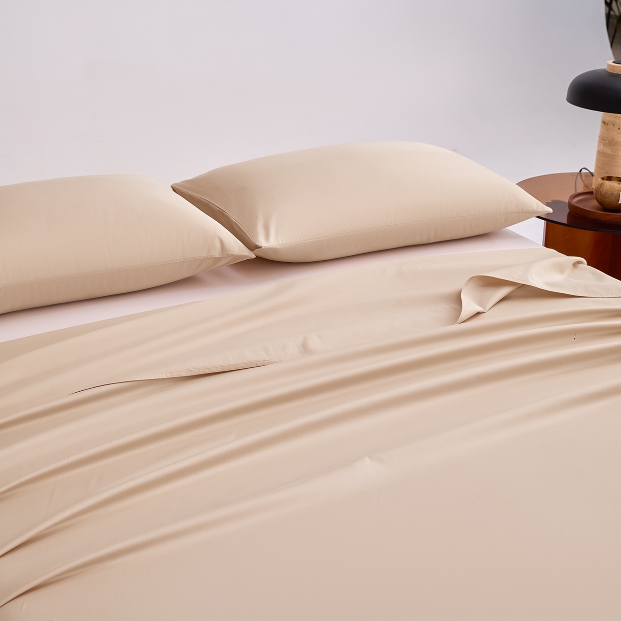 91家纺网 家纺一手货源 找家纺 合欢（原天一阁） 2026新款50s双股长绒棉全棉纯棉床单三件套 香槟金