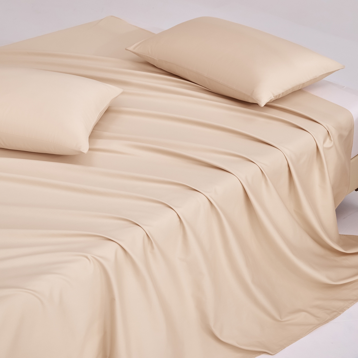 91家纺网 家纺一手货源 找家纺 合欢（原天一阁） 2026新款50s双股长绒棉全棉纯棉床单三件套 香槟金