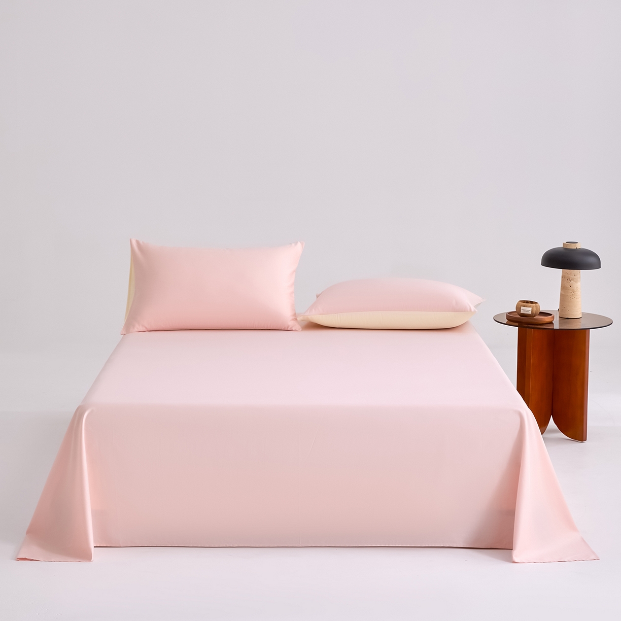 合欢（原天一阁） 2026新款50s双股长绒棉全棉纯棉床单三件套 暖心粉