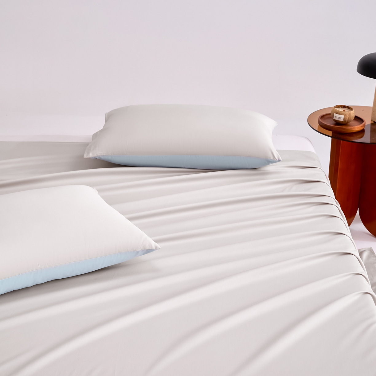 91家纺网 家纺一手货源 找家纺 合欢（原天一阁） 2026新款50s双股长绒棉全棉纯棉床单三件套 银竹灰