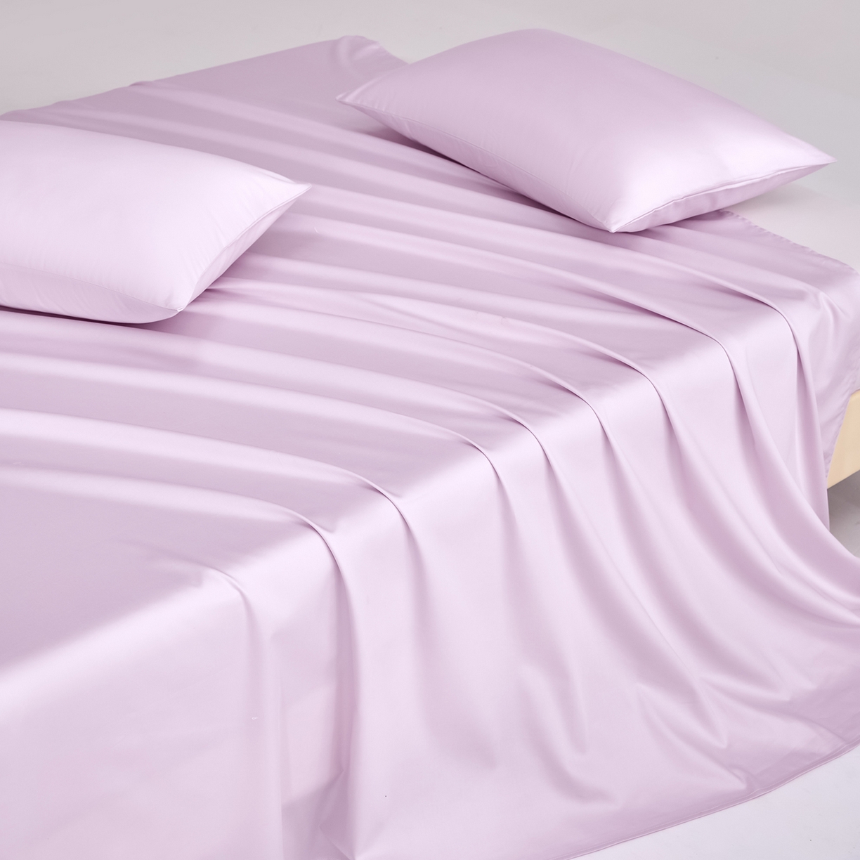 91家纺网 家纺一手货源 找家纺 合欢（原天一阁） 2026新款50s双股长绒棉全棉纯棉床单三件套 香芋紫