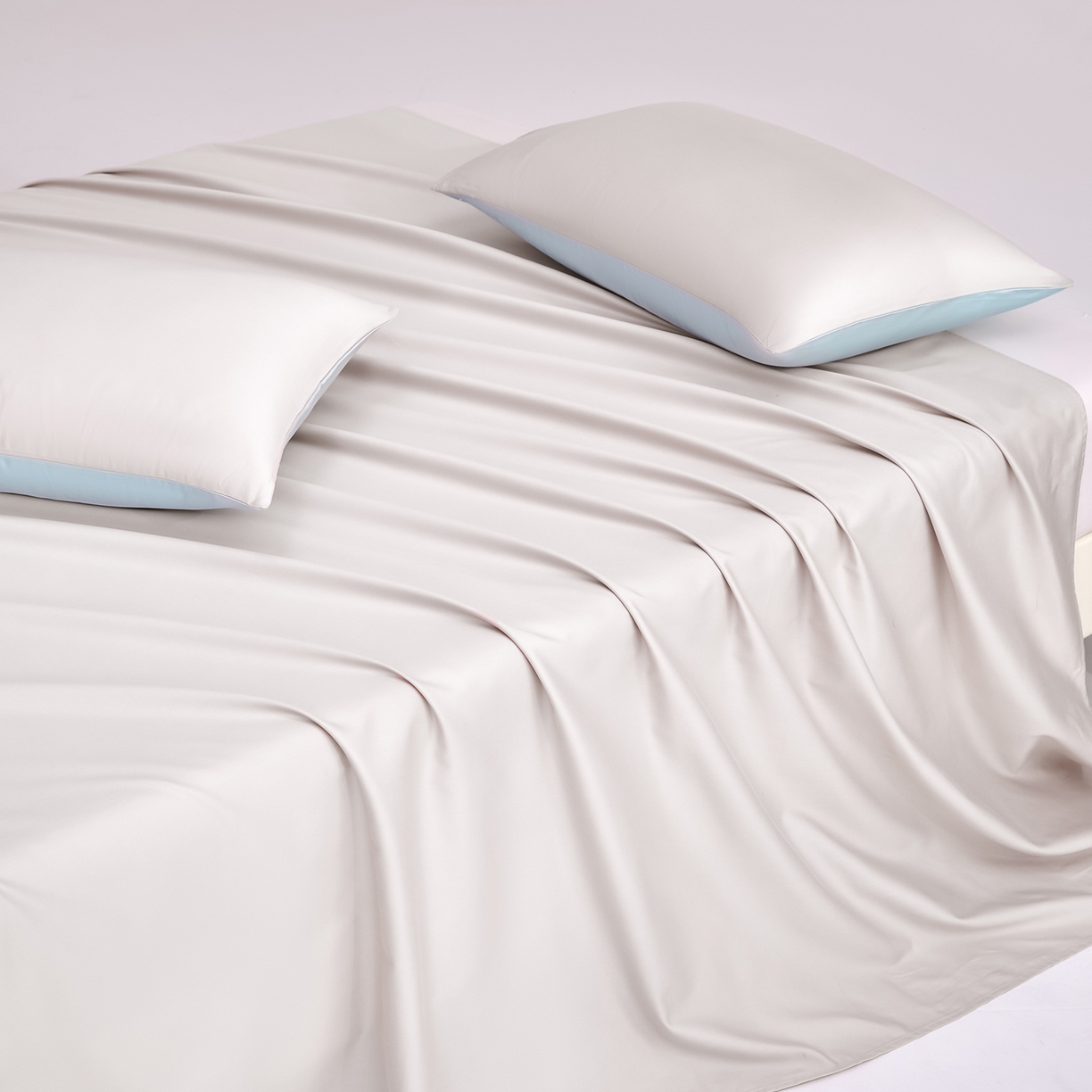 91家纺网 家纺一手货源 找家纺 合欢（原天一阁） 2026新款50s双股长绒棉全棉纯棉床单三件套 银竹灰