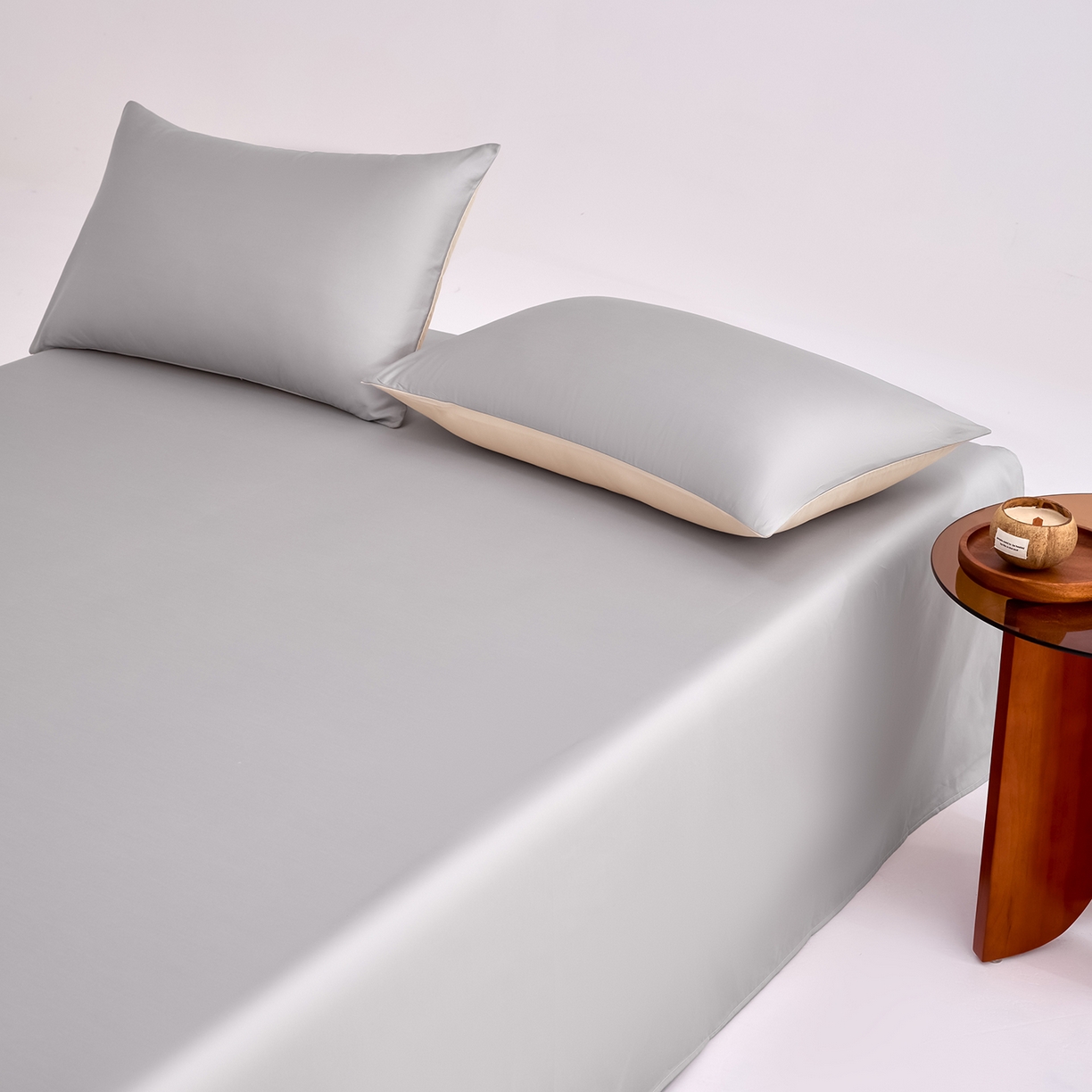 91家纺网 家纺一手货源 找家纺 合欢（原天一阁） 2026新款50s双股长绒棉全棉纯棉床单三件套 时空灰