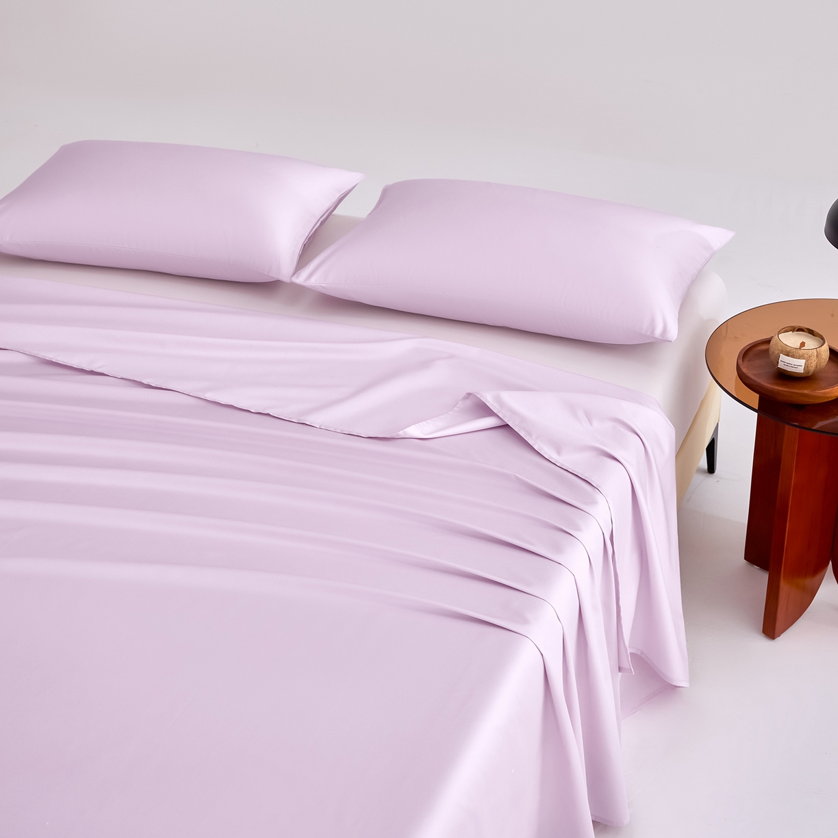 91家纺网 家纺一手货源 找家纺 合欢（原天一阁） 2026新款50s双股长绒棉全棉纯棉床单三件套 香芋紫