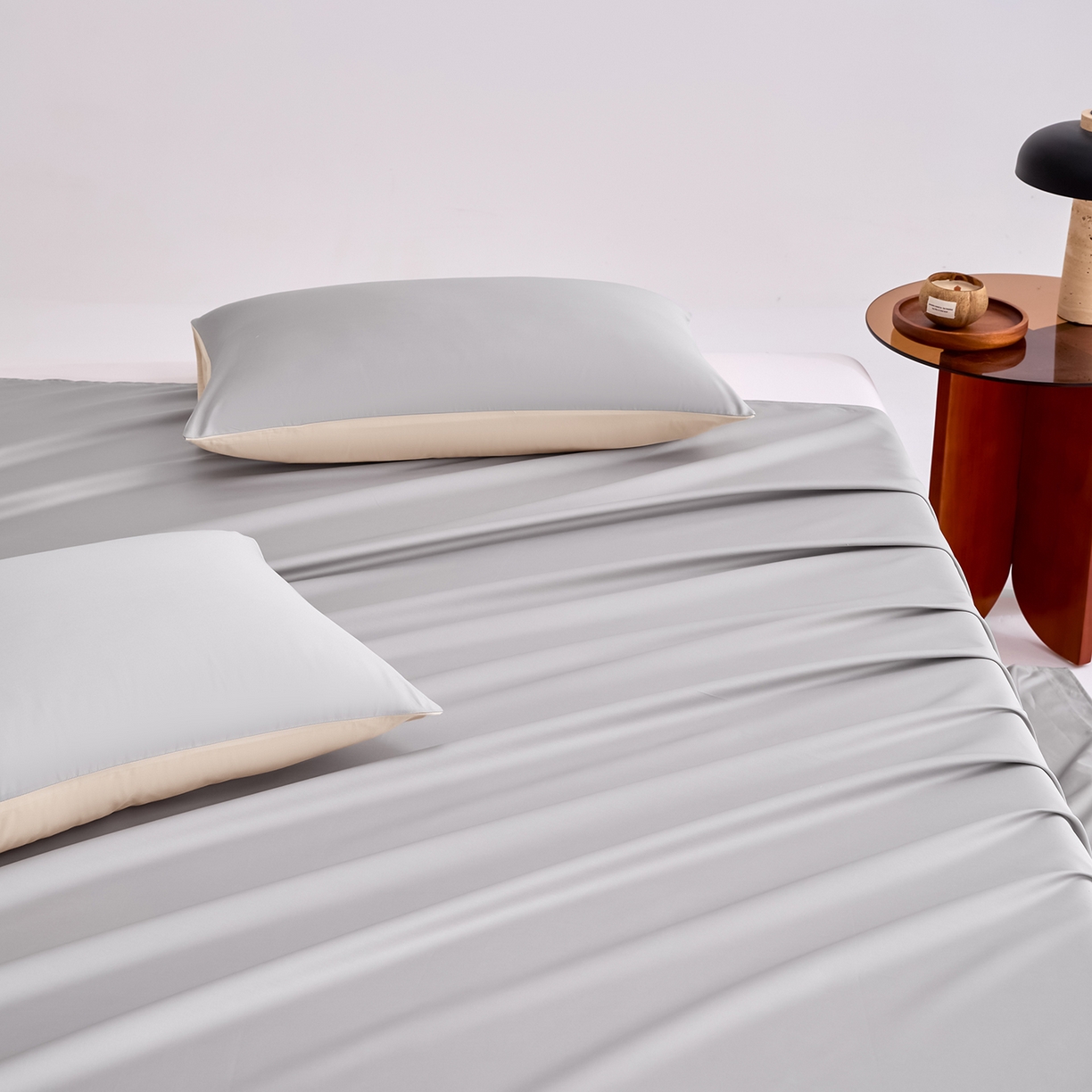 91家纺网 家纺一手货源 找家纺 合欢（原天一阁） 2026新款50s双股长绒棉全棉纯棉床单三件套 时空灰