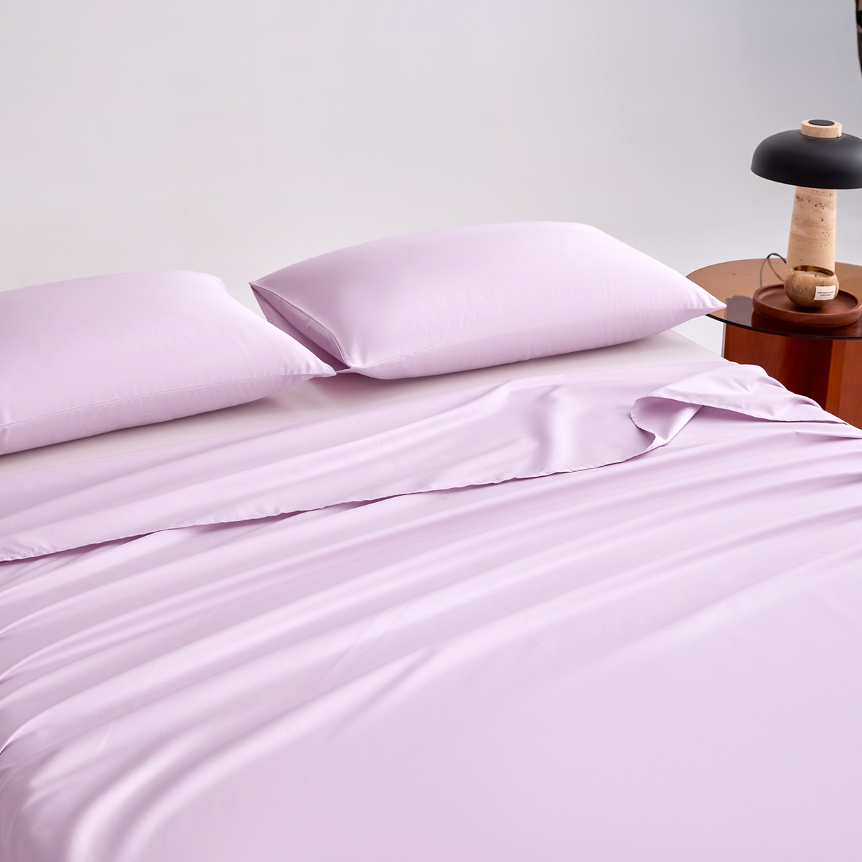 91家纺网 家纺一手货源 找家纺 合欢（原天一阁） 2026新款50s双股长绒棉全棉纯棉床单三件套 香芋紫