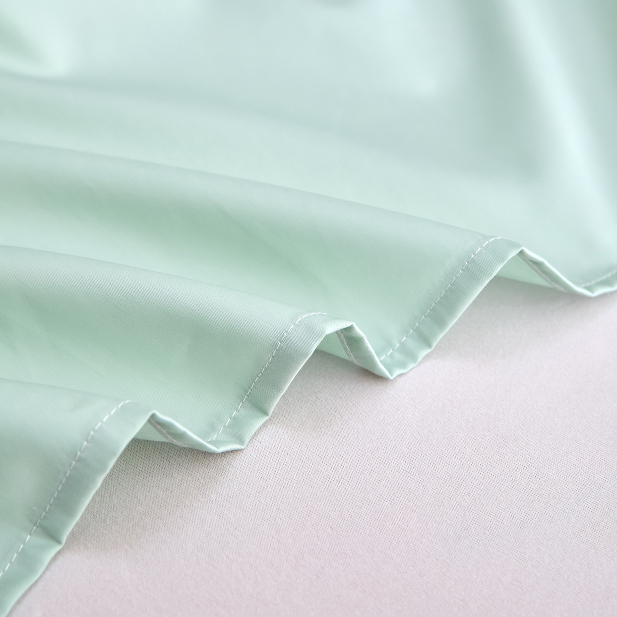 91家纺网 家纺一手货源 找家纺 合欢（原天一阁） 2026新款50s双股长绒棉全棉纯棉床单三件套 青柠绿