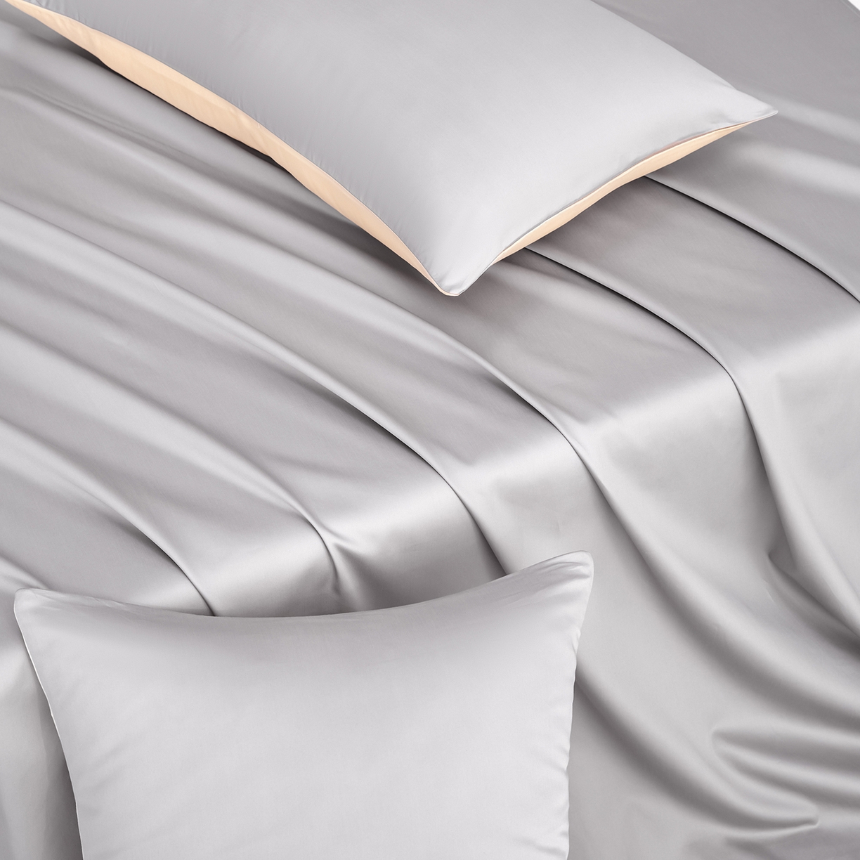 91家纺网 家纺一手货源 找家纺 合欢（原天一阁） 2026新款50s双股长绒棉全棉纯棉床单三件套 时空灰