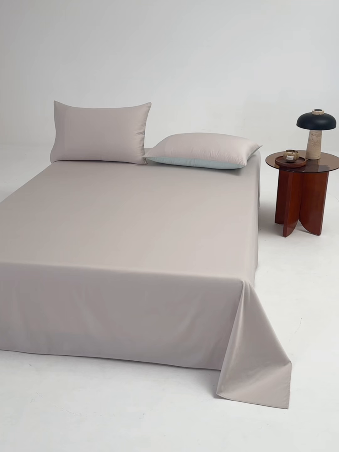 91家纺网 家纺一手货源 找家纺 合欢（原天一阁） 2026新款50s双股长绒棉全棉纯棉床单三件套 银竹灰