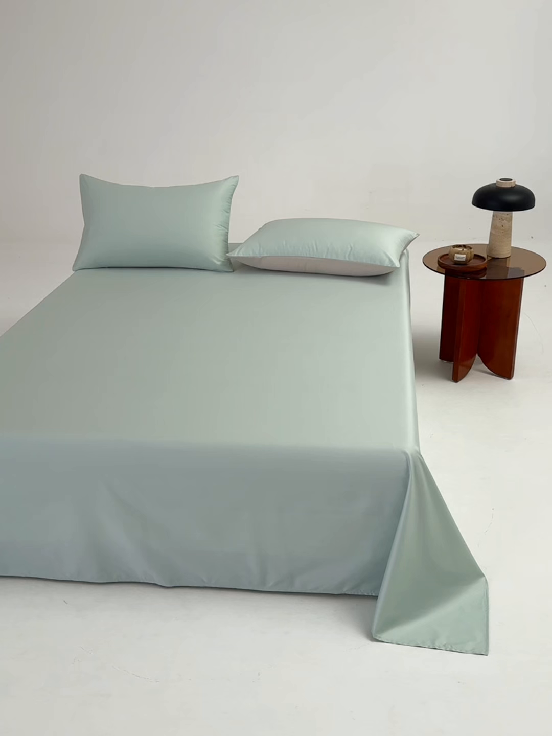 91家纺网 家纺一手货源 找家纺 合欢（原天一阁） 2026新款50s双股长绒棉全棉纯棉床单三件套 青柠绿