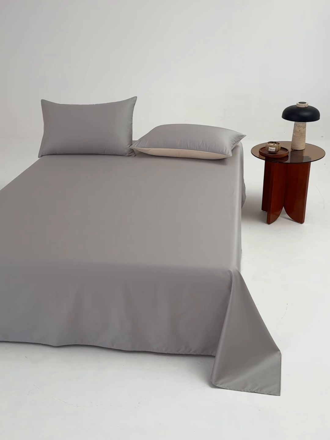 91家纺网 家纺一手货源 找家纺 合欢（原天一阁） 2026新款50s双股长绒棉全棉纯棉床单三件套 时空灰