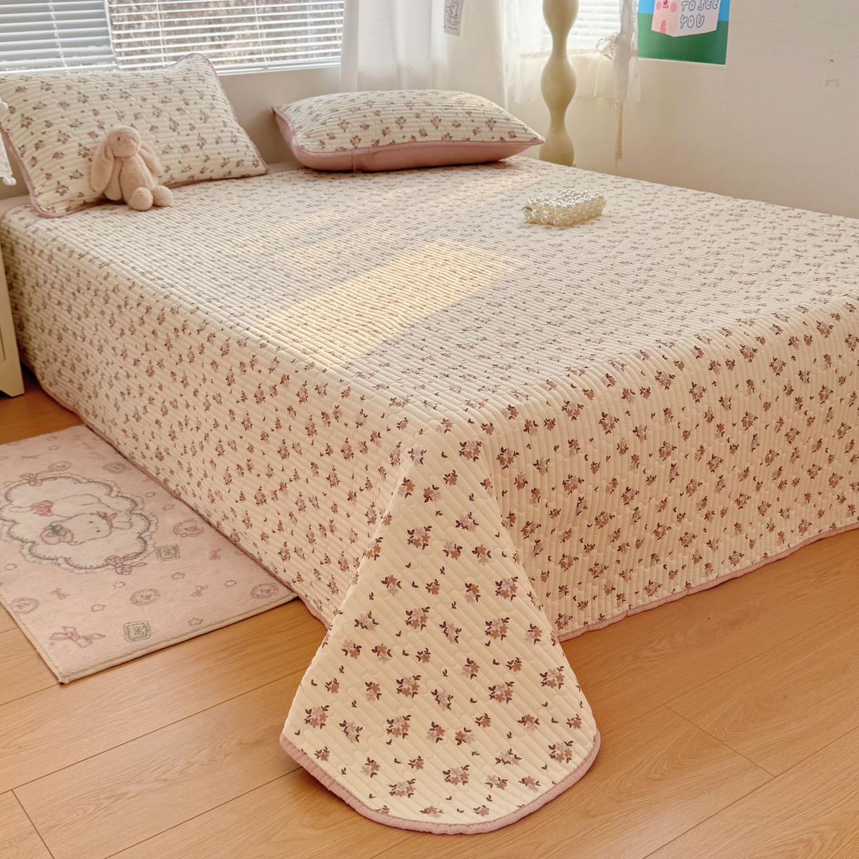 91家纺网 家纺一手货源 找家纺 玉海棠家纺 2026新款A类云感双层纱7A抗菌夏被夏凉被空调被四件套 杏花灿烂