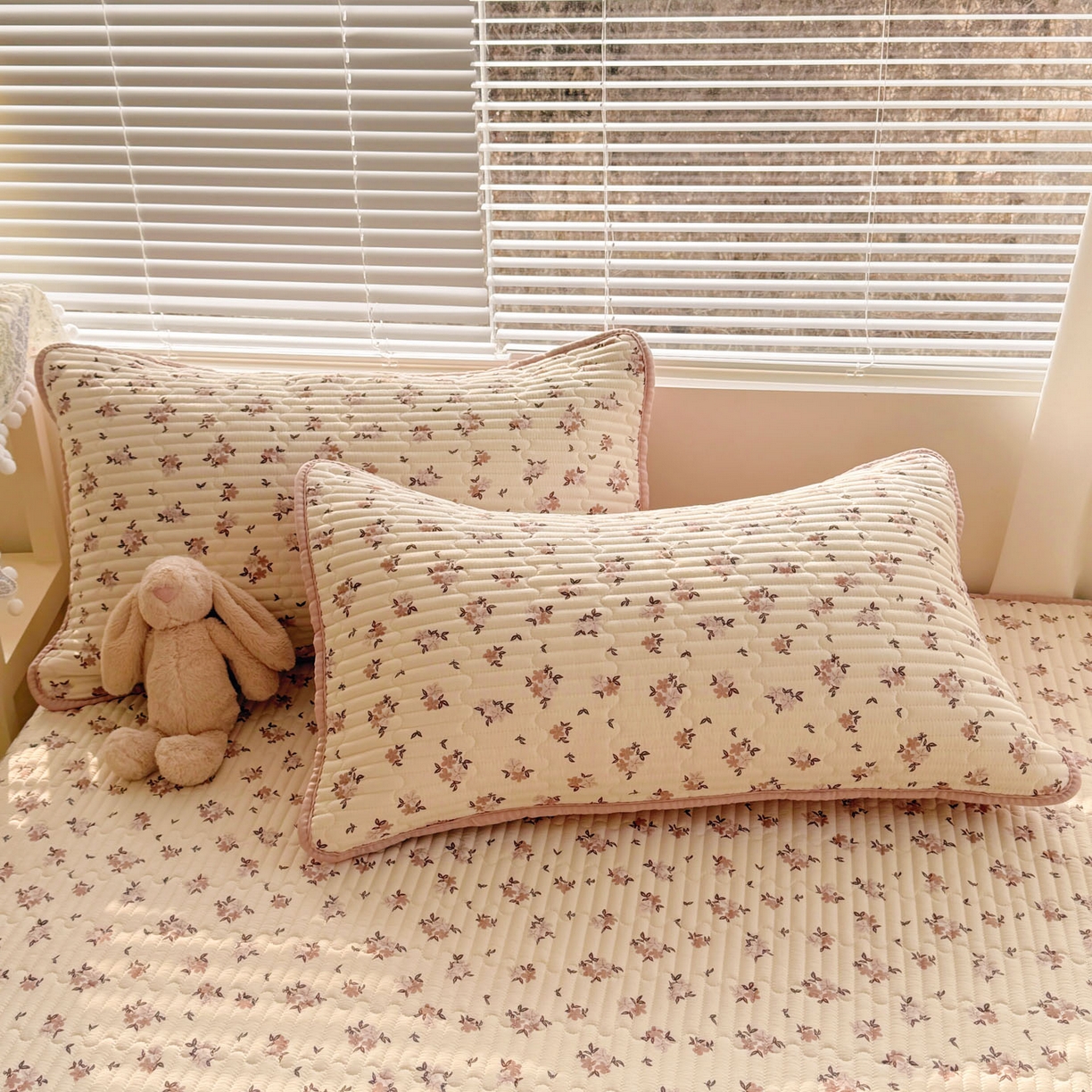 91家纺网 家纺一手货源 找家纺 玉海棠家纺 2026新款A类云感双层纱7A抗菌夏被夏凉被空调被四件套 杏花灿烂