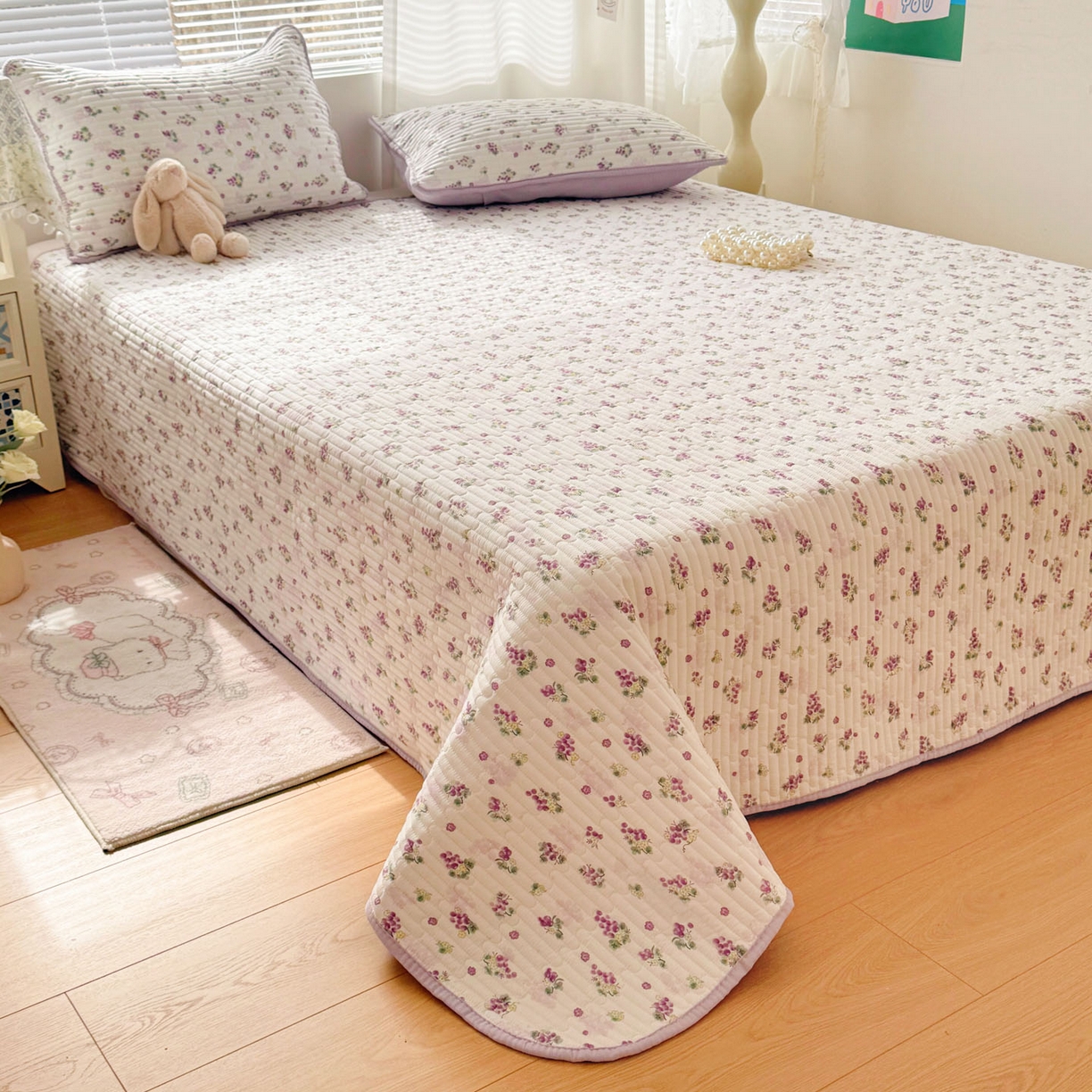 91家纺网 家纺一手货源 找家纺 玉海棠家纺 2026新款A类云感双层纱7A抗菌夏被夏凉被空调被四件套 紫葡萄