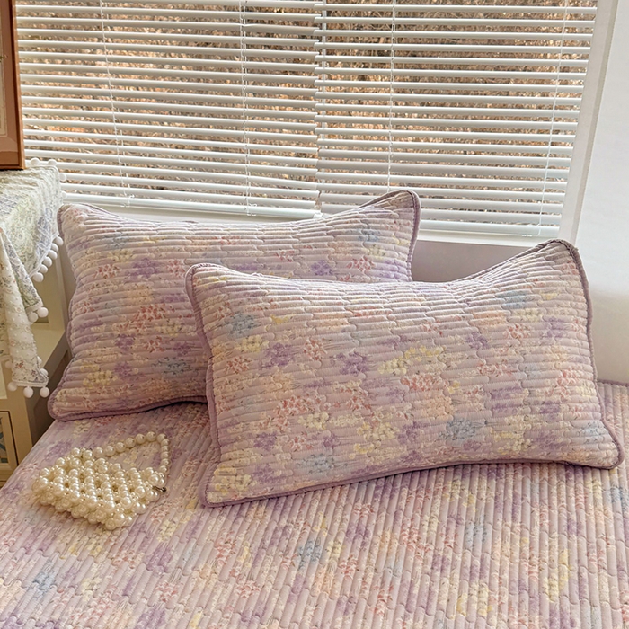 91家纺网 家纺一手货源 找家纺 玉海棠家纺 2026新款A类云感双层纱7A抗菌夏被夏凉被空调被四件套 紫韵花信