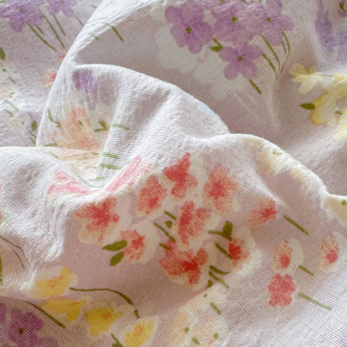 91家纺网 家纺一手货源 找家纺 玉海棠家纺 2026新款A类云感双层纱7A抗菌夏被夏凉被空调被四件套 紫韵花信