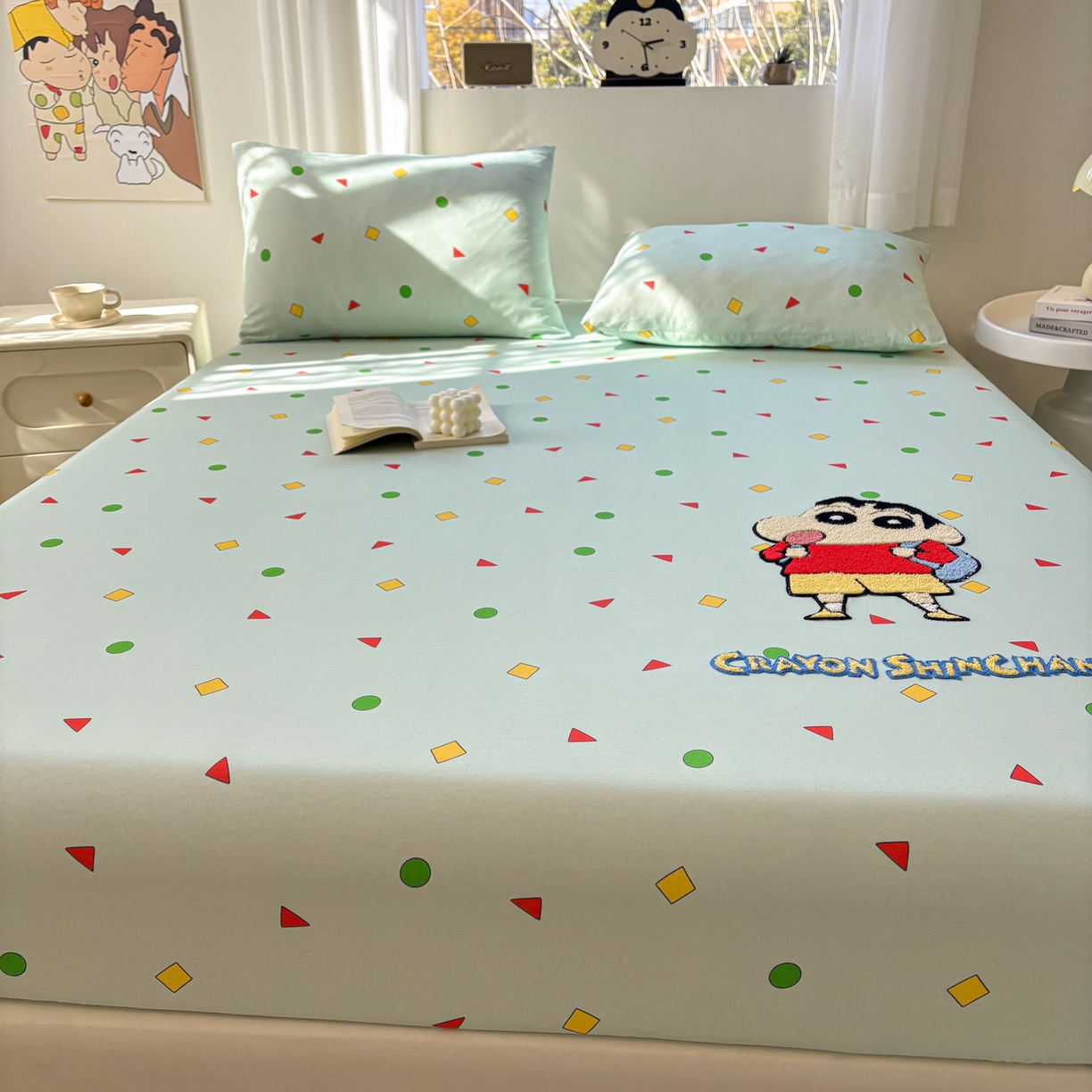 91家纺网 家纺一手货源 找家纺 居眠 2026新款全棉刺绣蜡笔小新床笠 稚趣童年-小新