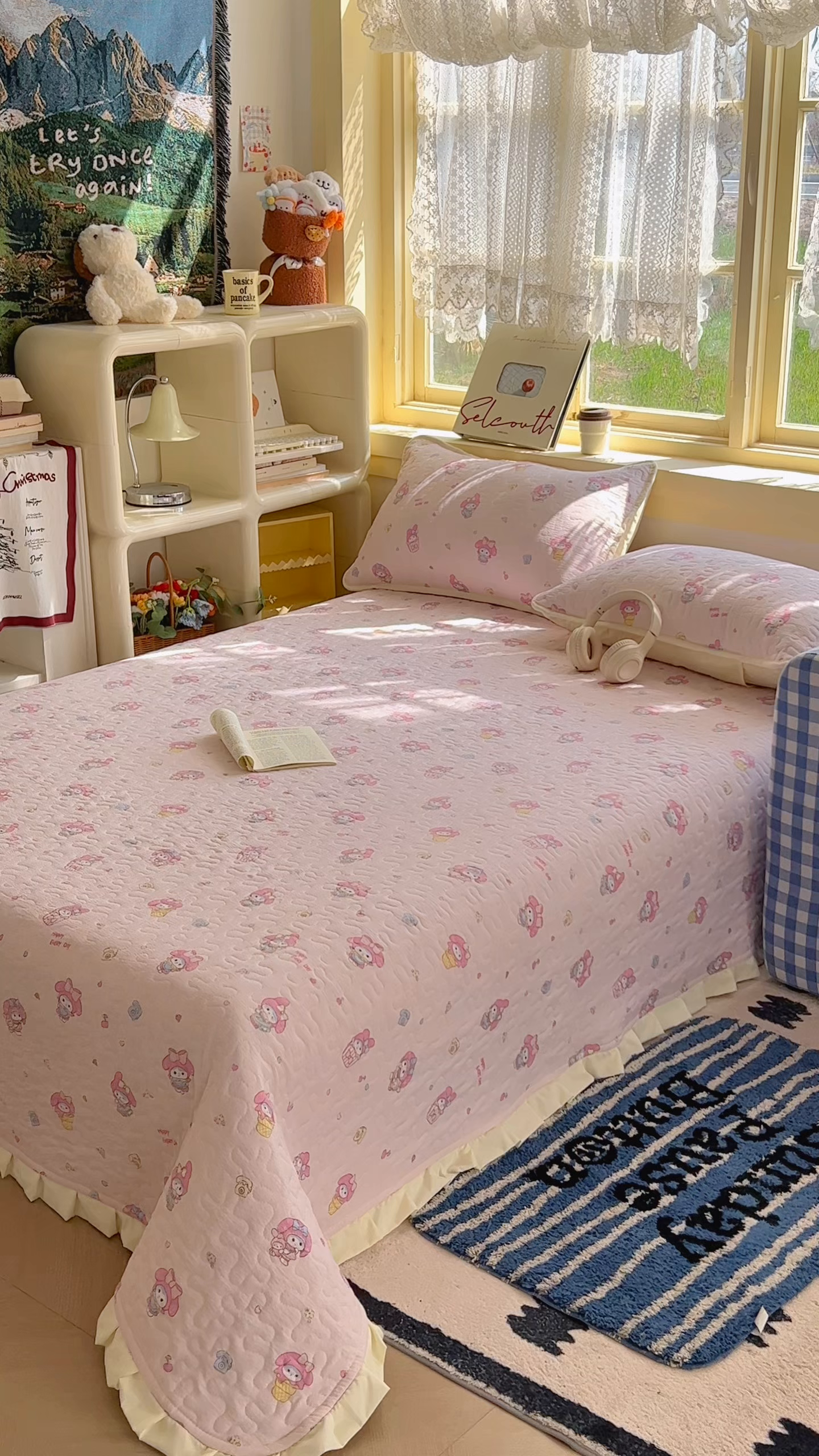 91家纺网 家纺一手货源 找家纺 （总）优雅星家纺 2026新款双层纱四季通用花边床盖单件加厚夹棉皱皱纱花边床单三件泡泡纱学生床长期有货