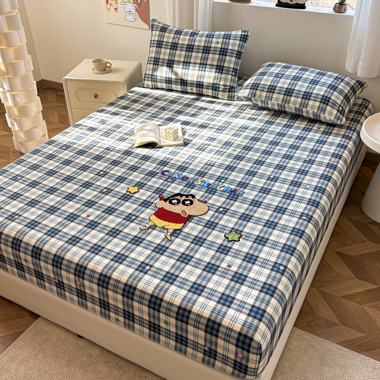 居眠 2026新款全棉刺绣蜡笔小新床笠 由由里-小新