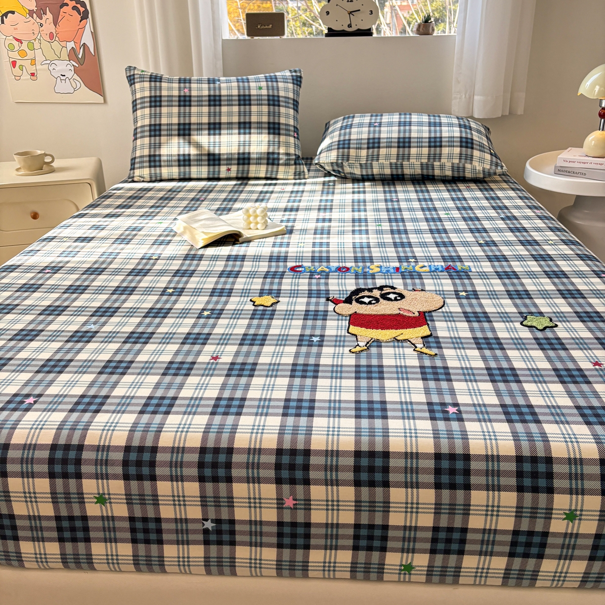 91家纺网 家纺一手货源 找家纺 居眠 2026新款全棉刺绣蜡笔小新床笠 由由里-小新