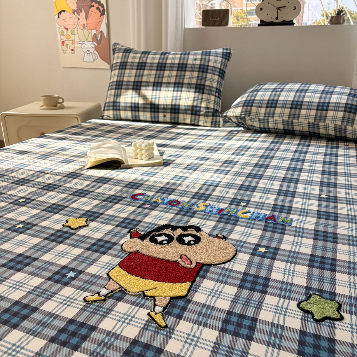 91家纺网 家纺一手货源 找家纺 居眠 2026新款全棉刺绣蜡笔小新床笠 由由里-小新