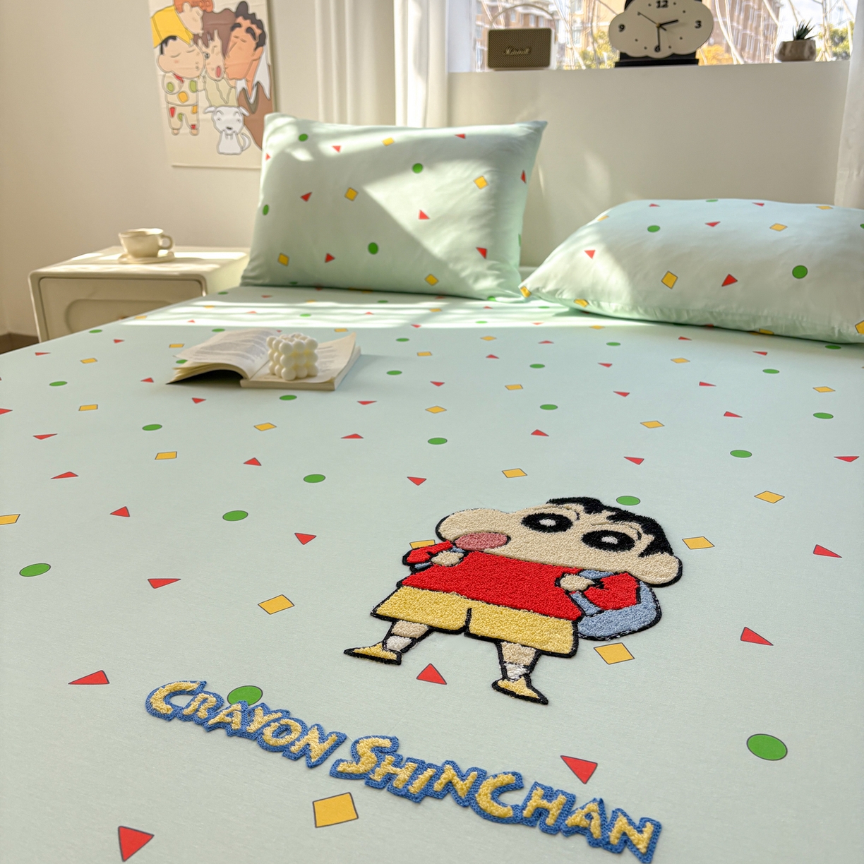 91家纺网 家纺一手货源 找家纺 居眠 2026新款全棉刺绣蜡笔小新床笠 稚趣童年-小新