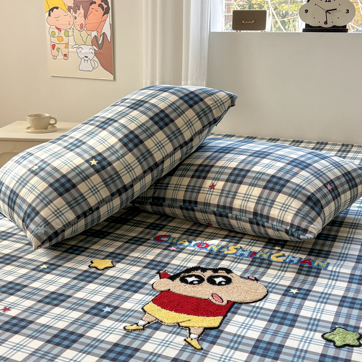 91家纺网 家纺一手货源 找家纺 居眠 2026新款全棉刺绣蜡笔小新枕套 由由里-小新