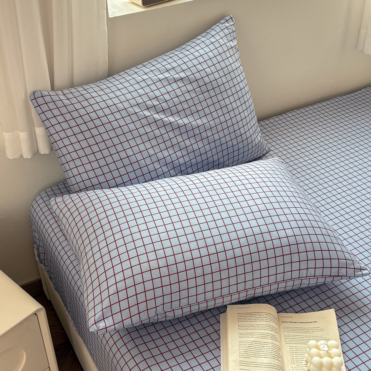 91家纺网 家纺一手货源 找家纺 居眠 2026新款全棉刺绣蜡笔小新枕套 细格灰蓝-小新