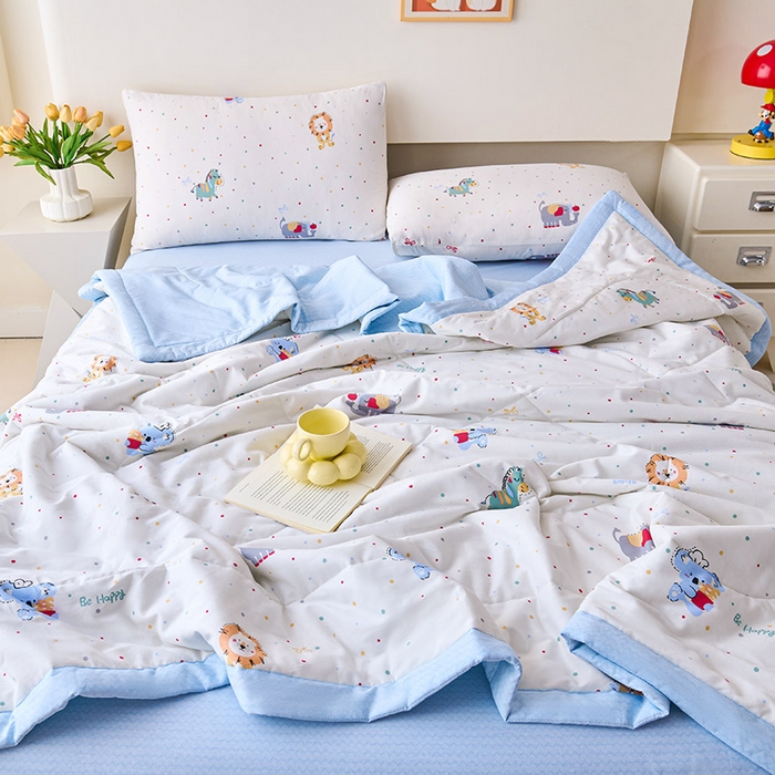 91家纺网 家纺一手货源 找家纺 紫乐家纺 2026春夏新款100%新疆棉花里外全棉夏被夏凉被空调被 班尼小象