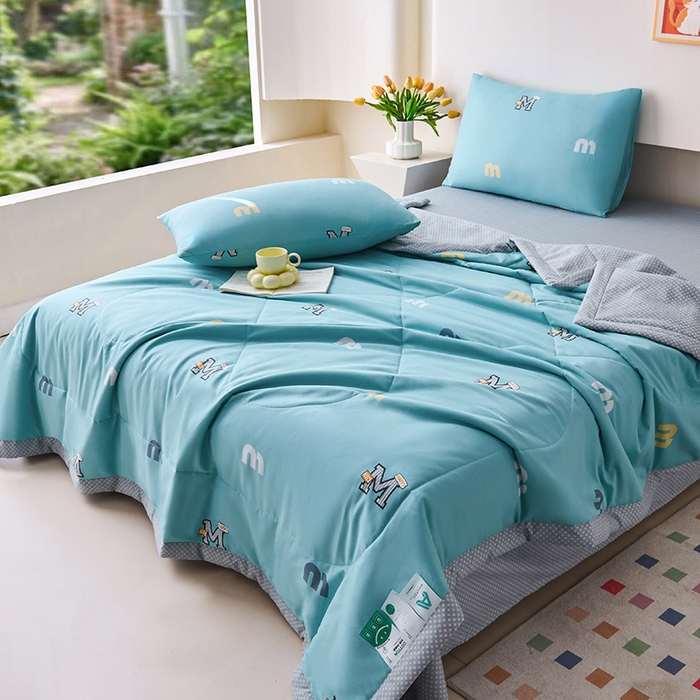 91家纺网 家纺一手货源 找家纺 紫乐家纺 2026春夏新款100%新疆棉花里外全棉夏被夏凉被空调被 兜曼-蓝