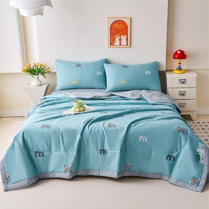 91家纺网 家纺一手货源 找家纺 紫乐家纺 2026春夏新款100%新疆棉花里外全棉夏被夏凉被空调被 兜曼-蓝