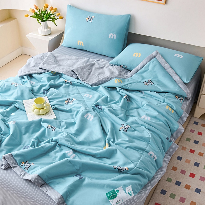 91家纺网 家纺一手货源 找家纺 紫乐家纺 2026春夏新款100%新疆棉花里外全棉夏被夏凉被空调被 兜曼-蓝