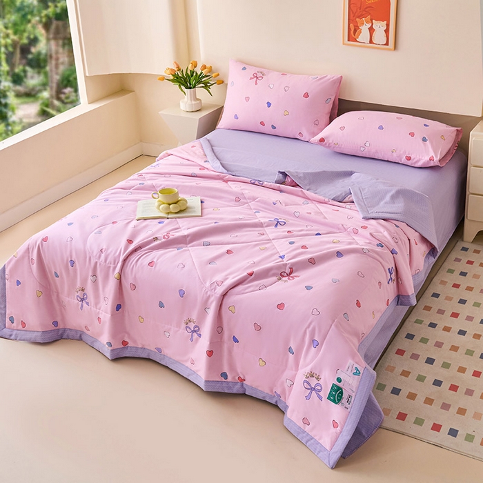 91家纺网 家纺一手货源 找家纺 紫乐家纺 2026春夏新款100%新疆棉花里外全棉夏被夏凉被空调被 公主梦-粉