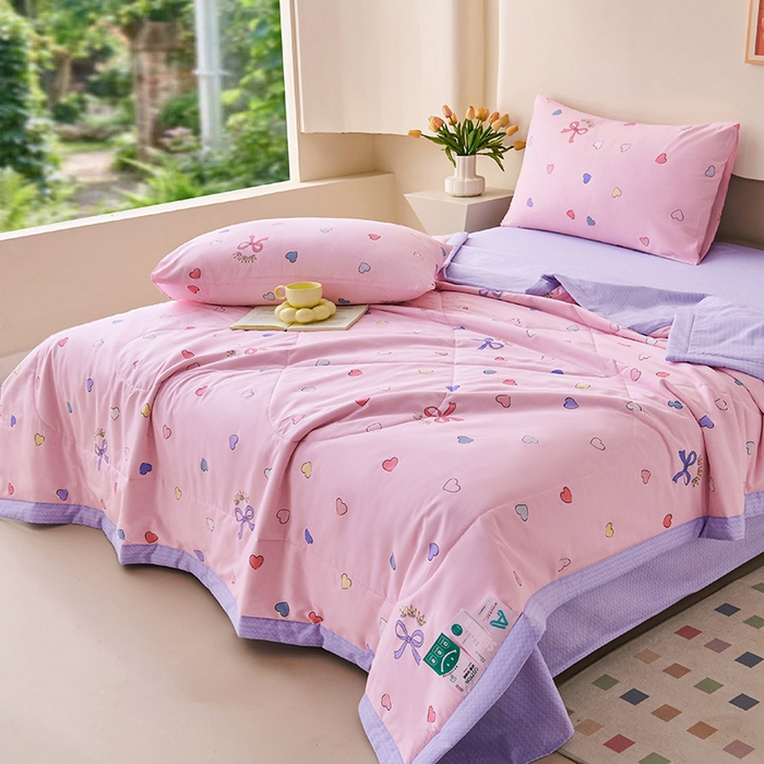 91家纺网 家纺一手货源 找家纺 紫乐家纺 2026春夏新款100%新疆棉花里外全棉夏被夏凉被空调被 公主梦-粉