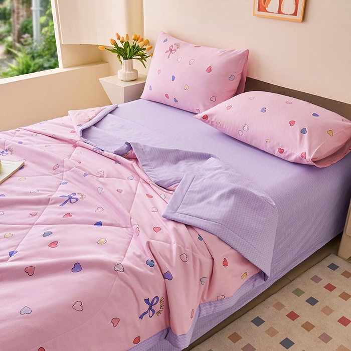 91家纺网 家纺一手货源 找家纺 紫乐家纺 2026春夏新款100%新疆棉花里外全棉夏被夏凉被空调被 公主梦-粉