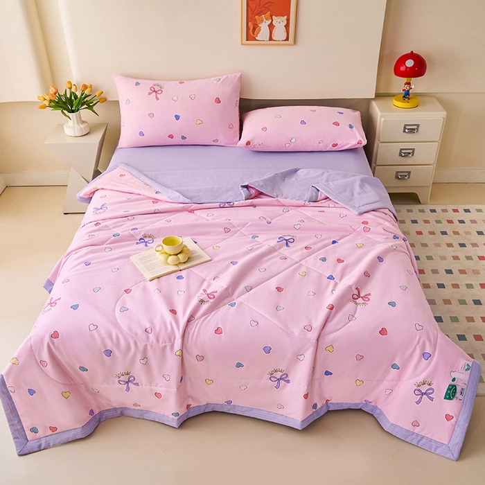 91家纺网 家纺一手货源 找家纺 紫乐家纺 2026春夏新款100%新疆棉花里外全棉夏被夏凉被空调被 公主梦-粉