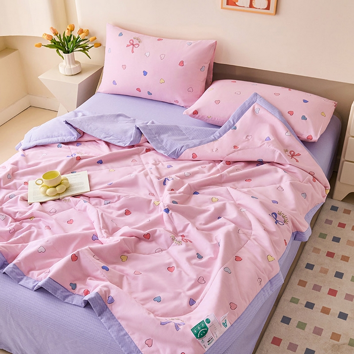 91家纺网 家纺一手货源 找家纺 紫乐家纺 2026春夏新款100%新疆棉花里外全棉夏被夏凉被空调被 公主梦-粉