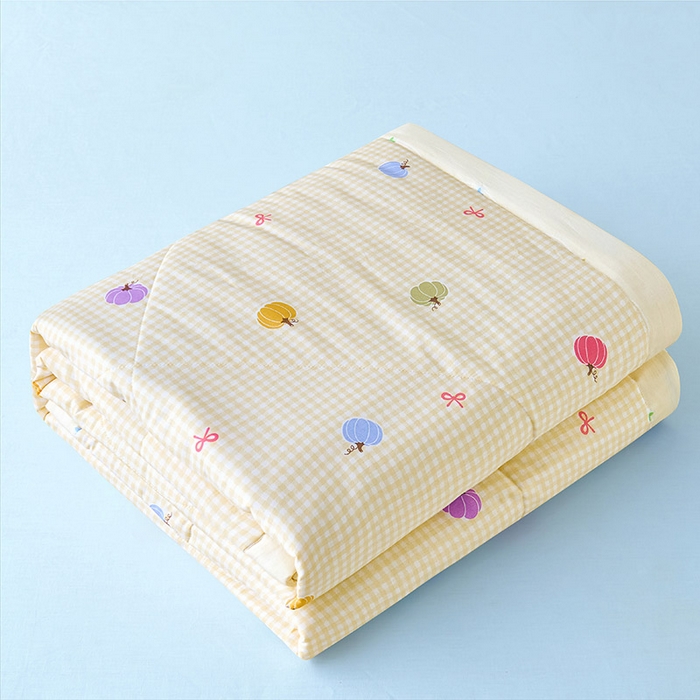 91家纺网 家纺一手货源 找家纺 紫乐家纺 2026春夏新款100%新疆棉花里外全棉夏被夏凉被空调被 幻彩-黄