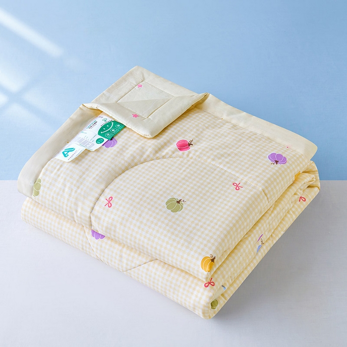 91家纺网 家纺一手货源 找家纺 紫乐家纺 2026春夏新款100%新疆棉花里外全棉夏被夏凉被空调被 幻彩-黄