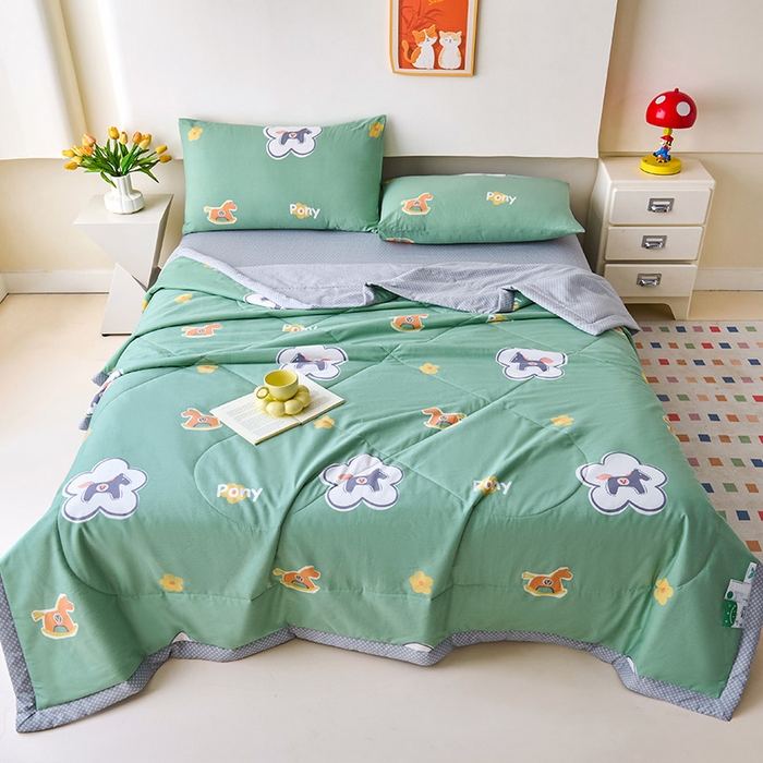 91家纺网 家纺一手货源 找家纺 紫乐家纺 2026春夏新款100%新疆棉花里外全棉夏被夏凉被空调被 梦动之城-绿