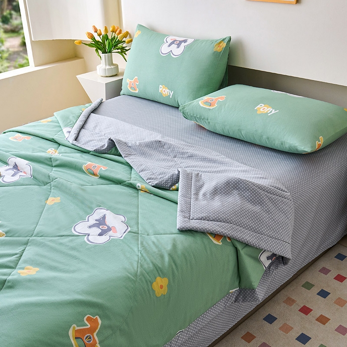 91家纺网 家纺一手货源 找家纺 紫乐家纺 2026春夏新款100%新疆棉花里外全棉夏被夏凉被空调被 梦动之城-绿