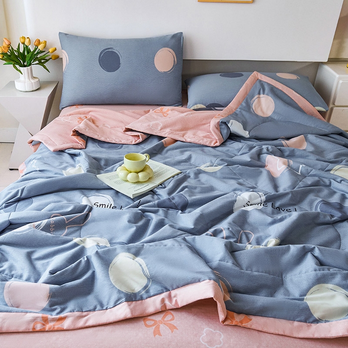 91家纺网 家纺一手货源 找家纺 紫乐家纺 2026春夏新款100%新疆棉花里外全棉夏被夏凉被空调被 梦幻泡泡-蓝