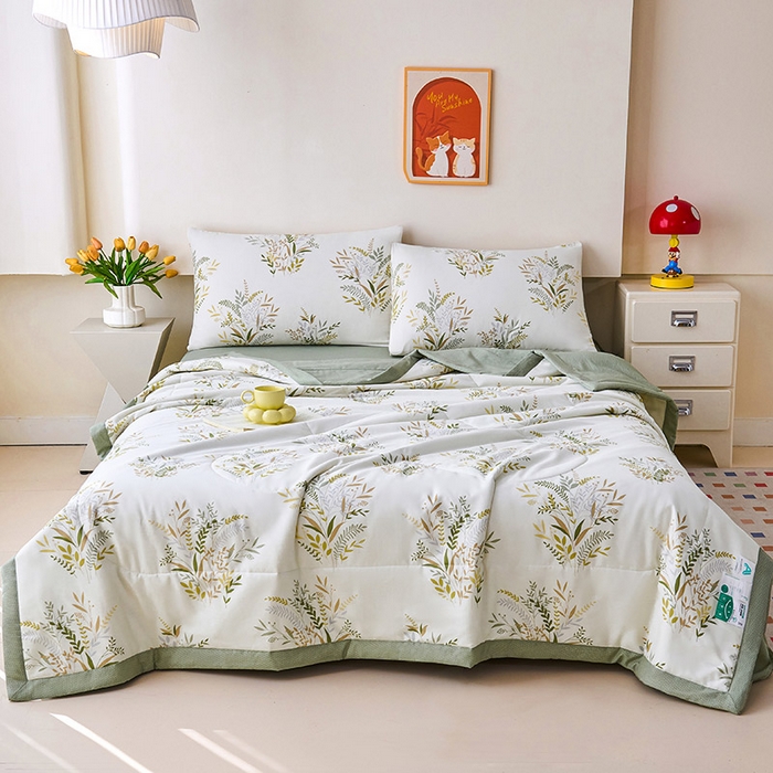 91家纺网 家纺一手货源 找家纺 紫乐家纺 2026春夏新款100%新疆棉花里外全棉夏被夏凉被空调被 水木年华