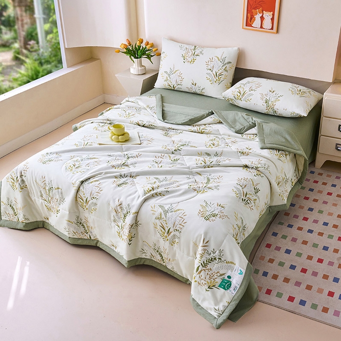 91家纺网 家纺一手货源 找家纺 紫乐家纺 2026春夏新款100%新疆棉花里外全棉夏被夏凉被空调被 水木年华