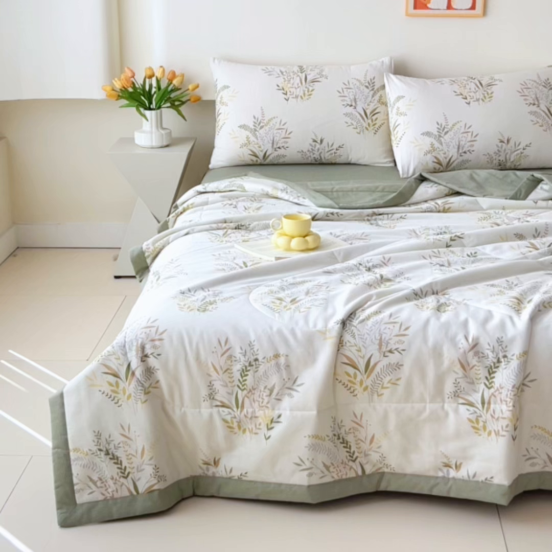 91家纺网 家纺一手货源 找家纺 紫乐家纺 2026春夏新款100%新疆棉花里外全棉夏被夏凉被空调被 水木年华