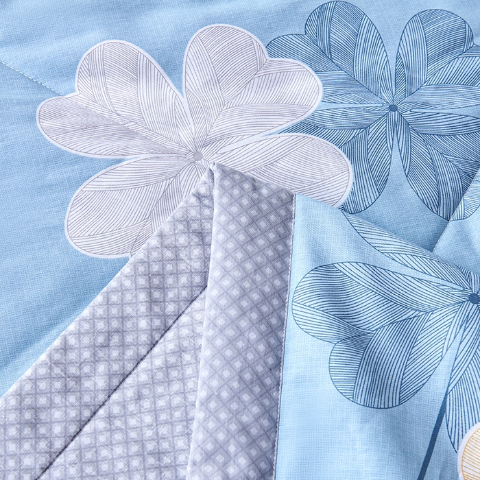 91家纺网 家纺一手货源 找家纺 紫乐家纺 2026春夏新款100%新疆棉花里外全棉夏被夏凉被空调被 四叶草-蓝