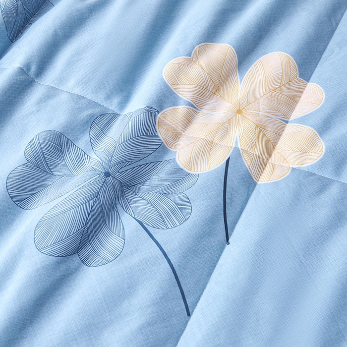 91家纺网 家纺一手货源 找家纺 紫乐家纺 2026春夏新款100%新疆棉花里外全棉夏被夏凉被空调被 四叶草-蓝