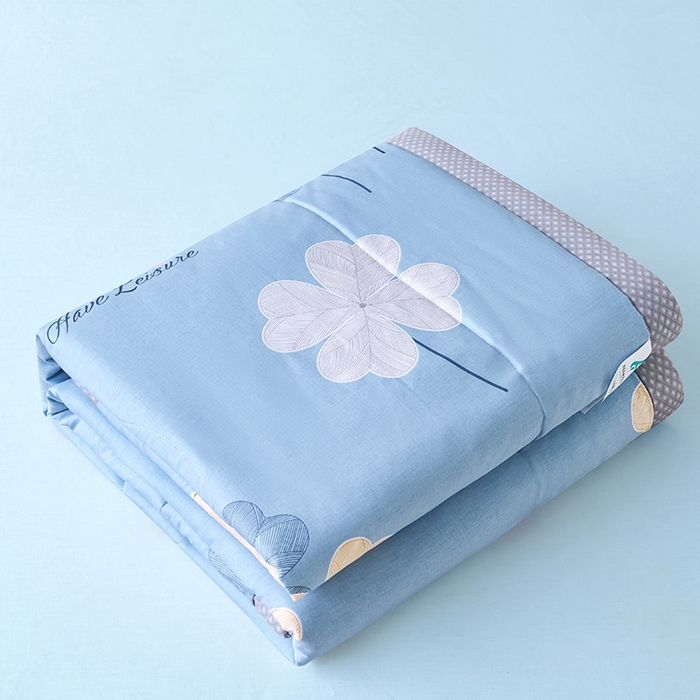 91家纺网 家纺一手货源 找家纺 紫乐家纺 2026春夏新款100%新疆棉花里外全棉夏被夏凉被空调被 四叶草-蓝